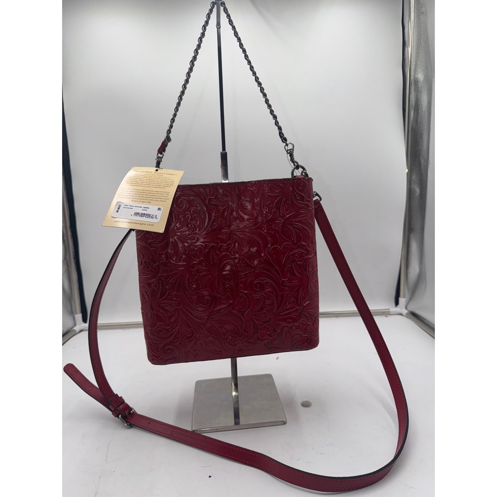Patricia Nash Ledra Burnished Tooled Leather Crossbody Bag Lava Red P844244X - Picture 2 of 11